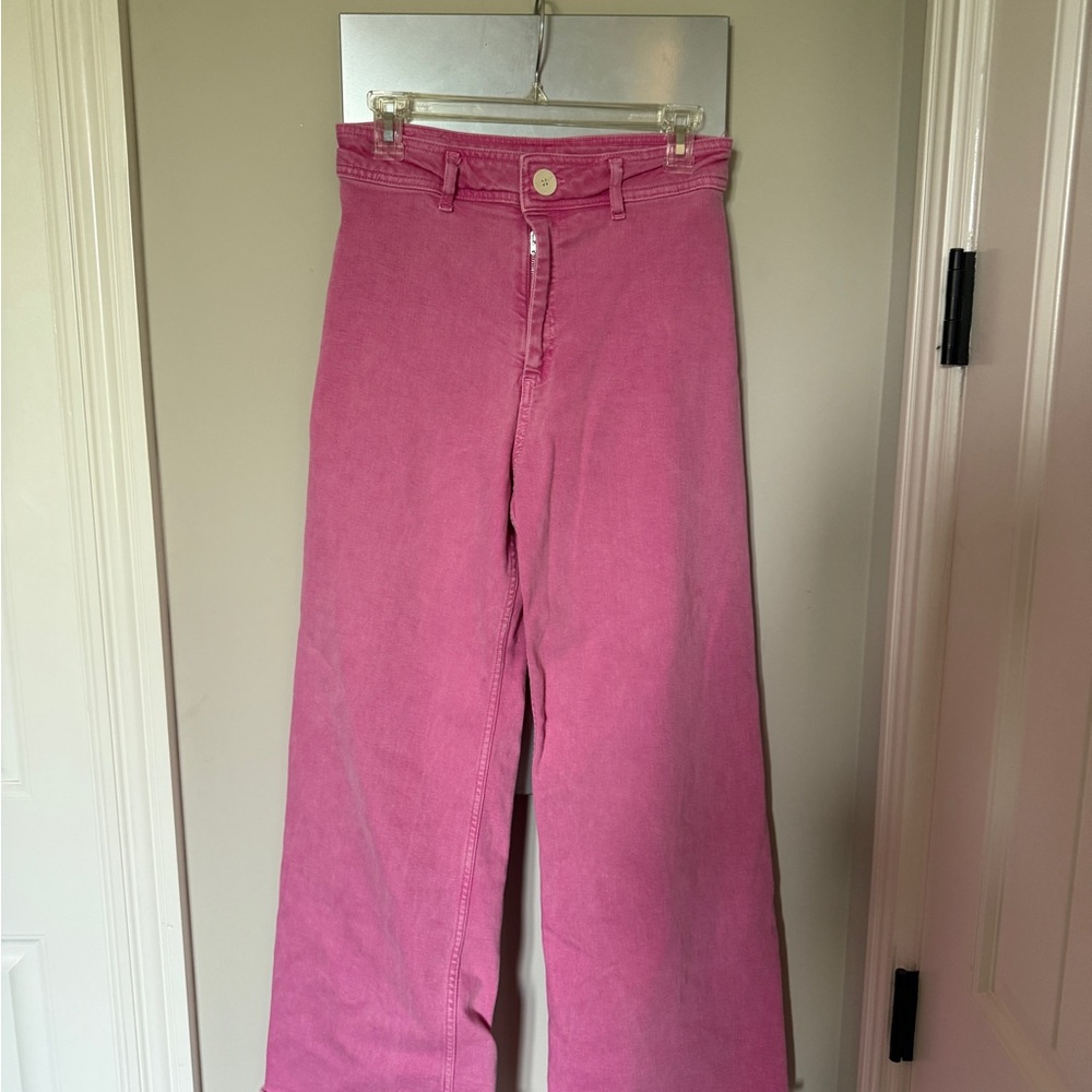 Zara Vibrant Pink Wide Leg Jeans